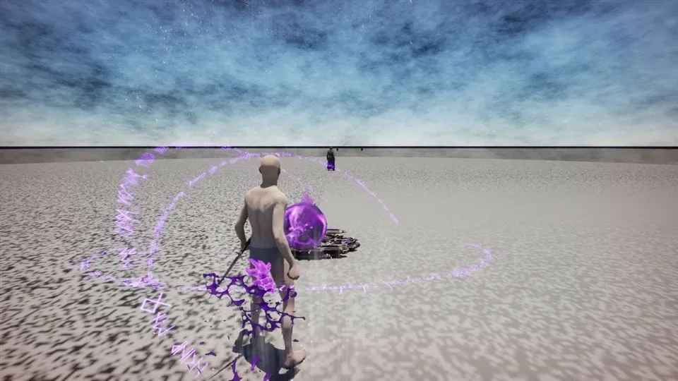 A Dark Relief casting circle in a development build