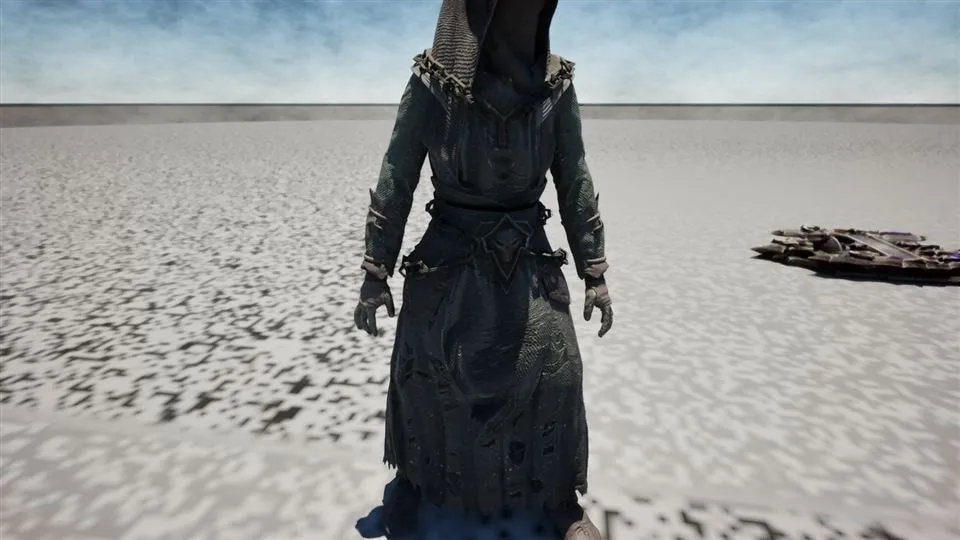 A hooded adversary in a development build
